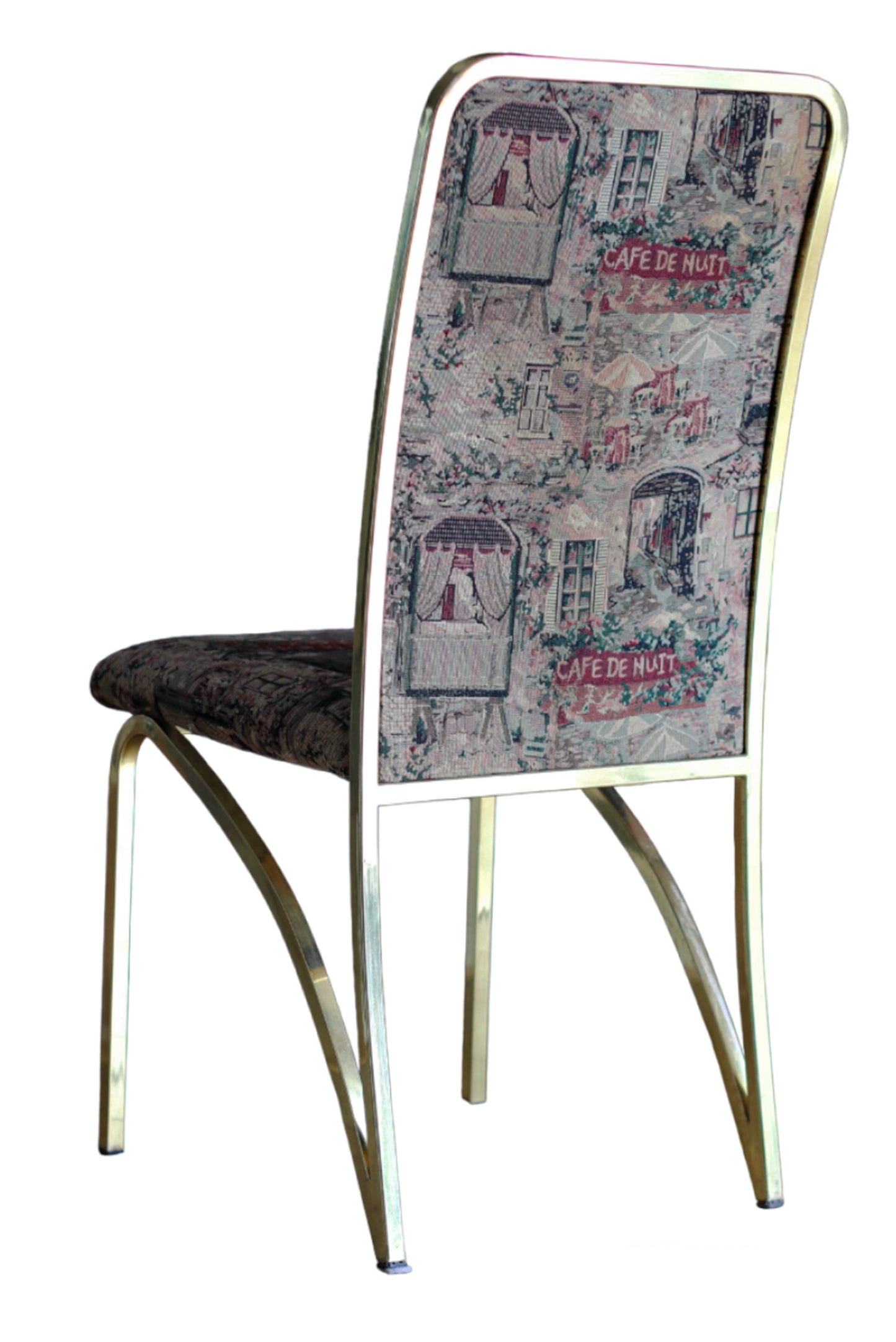 Mid-Century Hollywood Regency Dining Chairs with Brass Frame, Set of 6