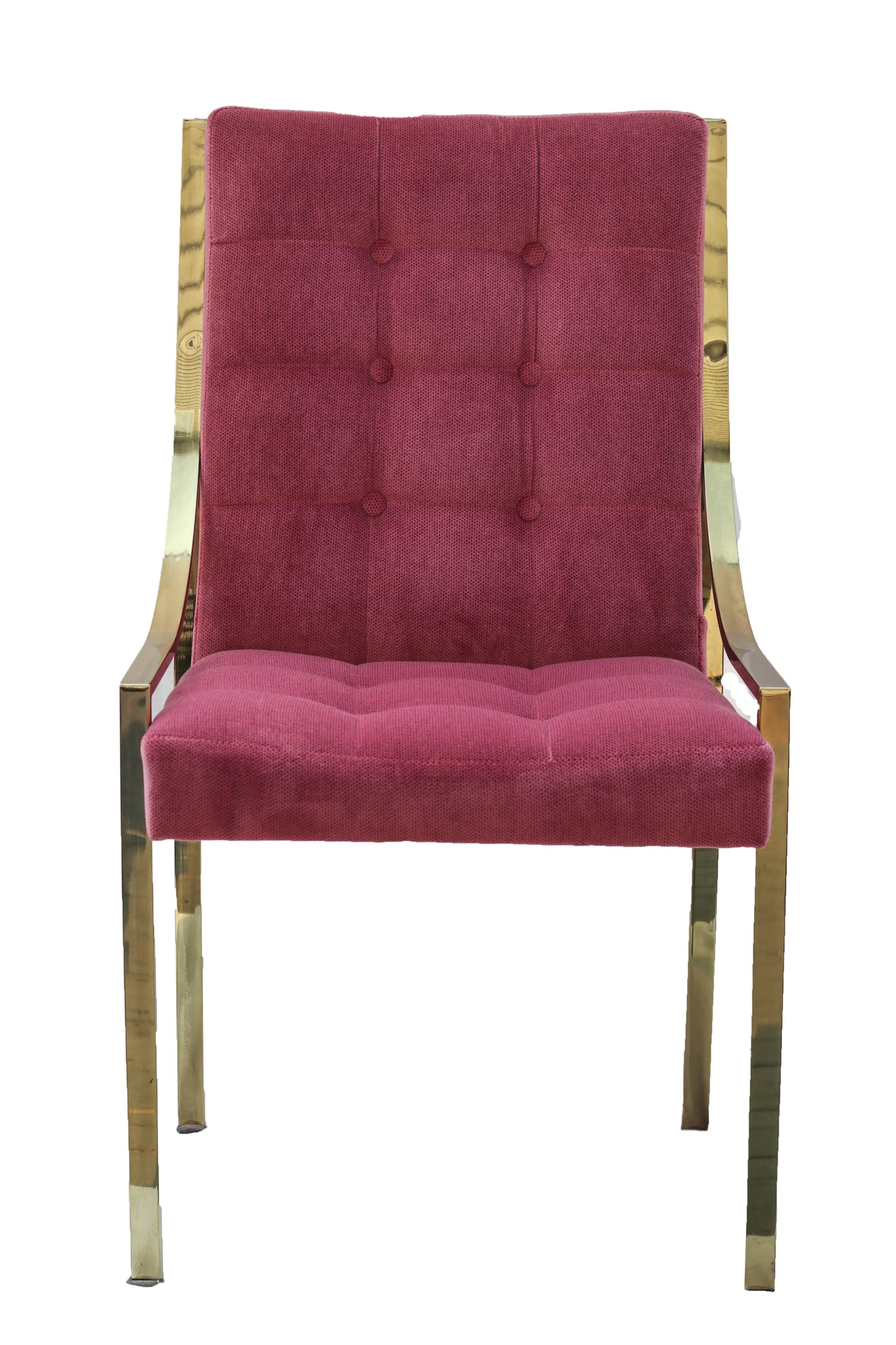 Hollywood Regency Pink Velvet Vintage Brass Dining Room Chair