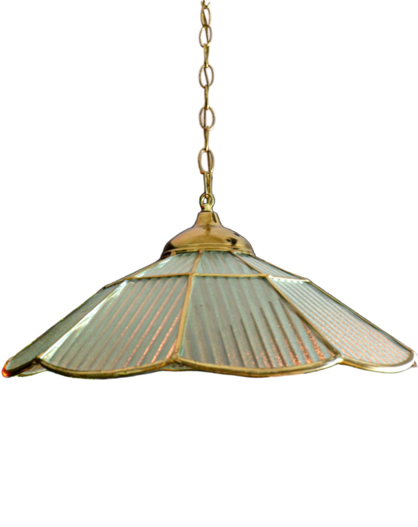 Vintage Brass Pendant with Gold Chain and Lancaster Shade