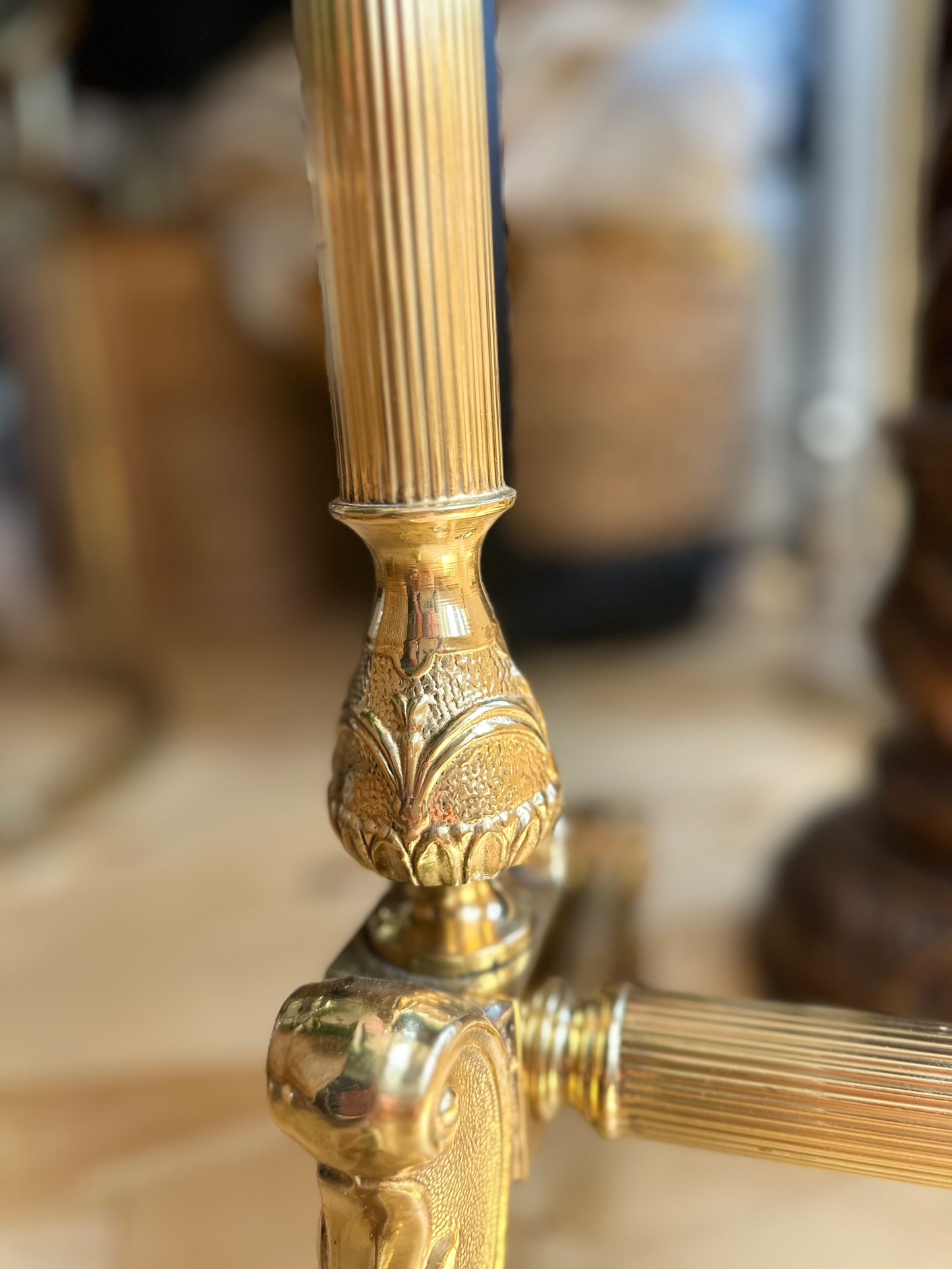 Vintage Italian brass standing mirror from the 1970s