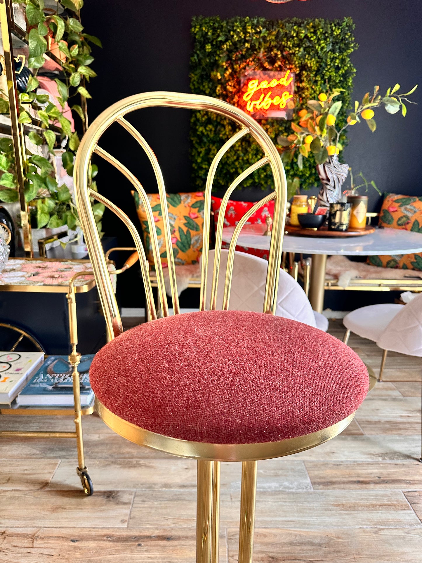 Hollywood Regency Vintage Brass Bar Stool