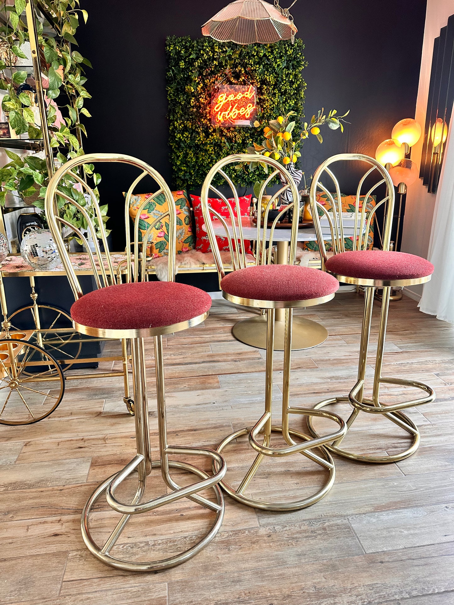 Hollywood Regency Vintage Brass Bar Stool