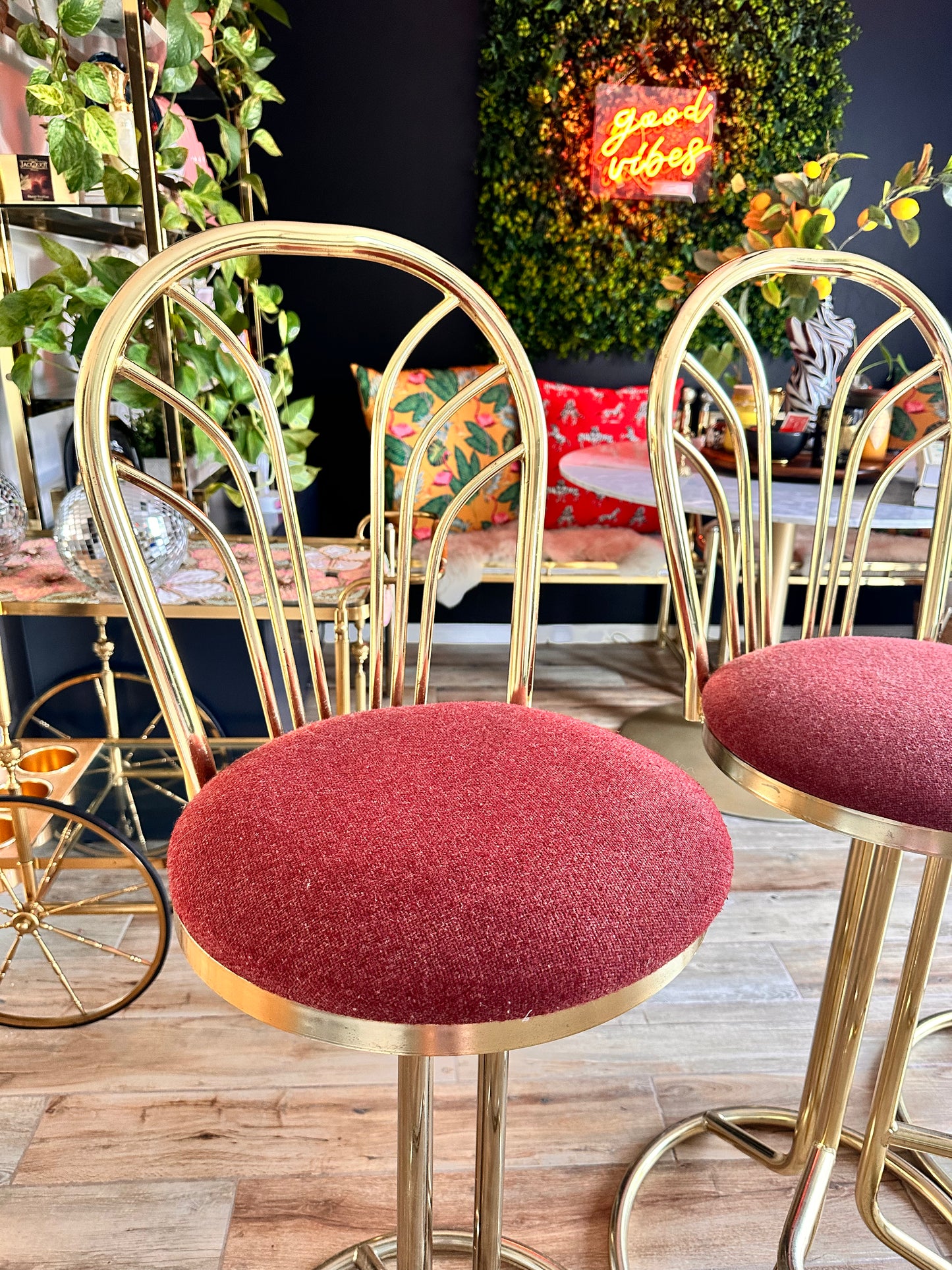 Hollywood Regency Vintage Brass Bar Stool