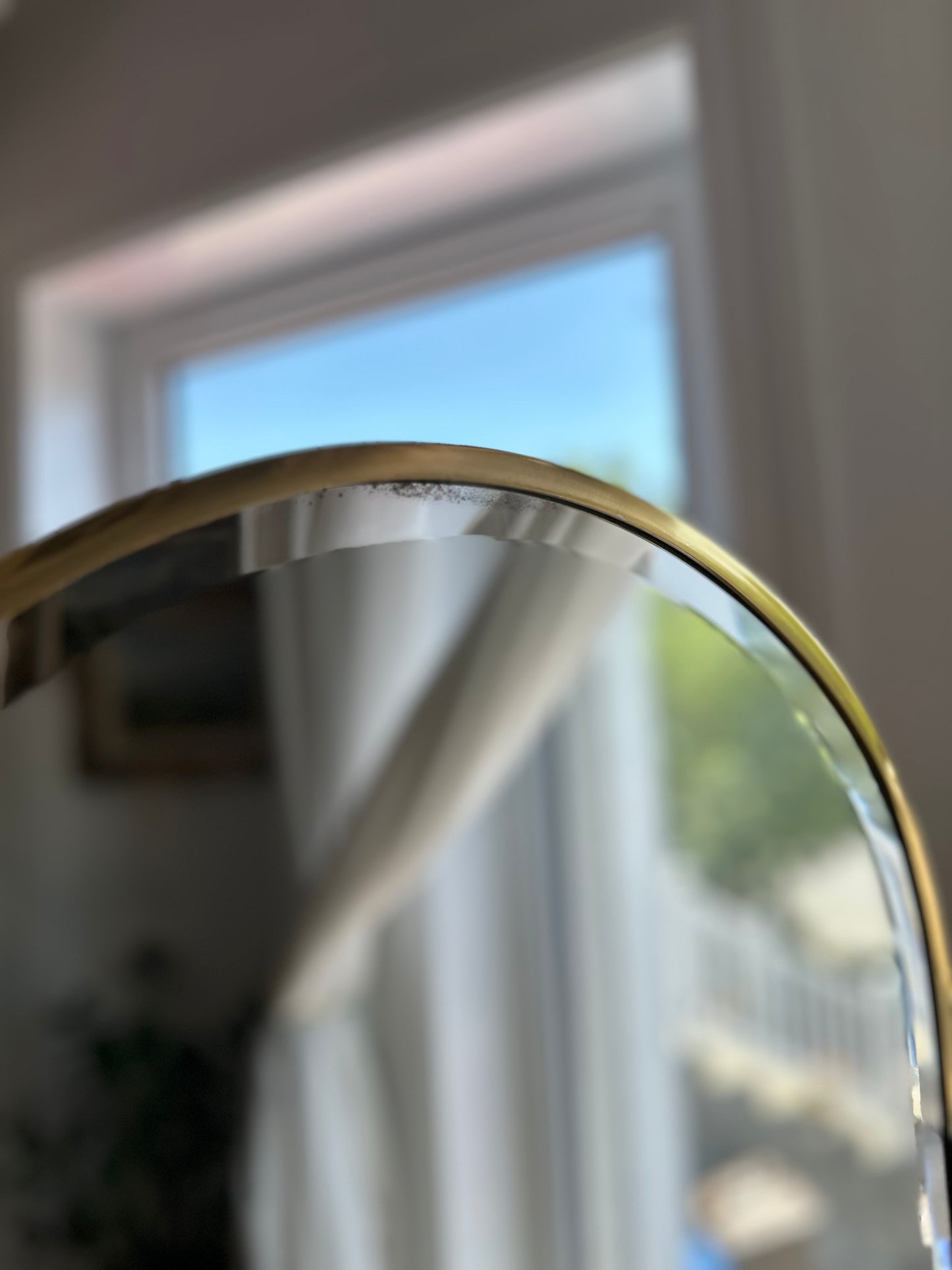 Vintage Italian brass standing mirror from the 1970s