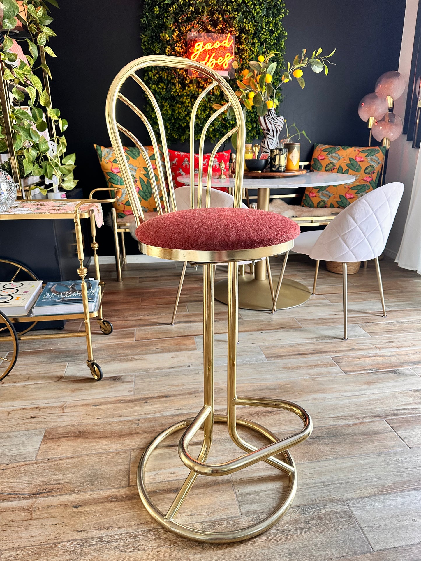 Hollywood Regency Vintage Brass Bar Stool