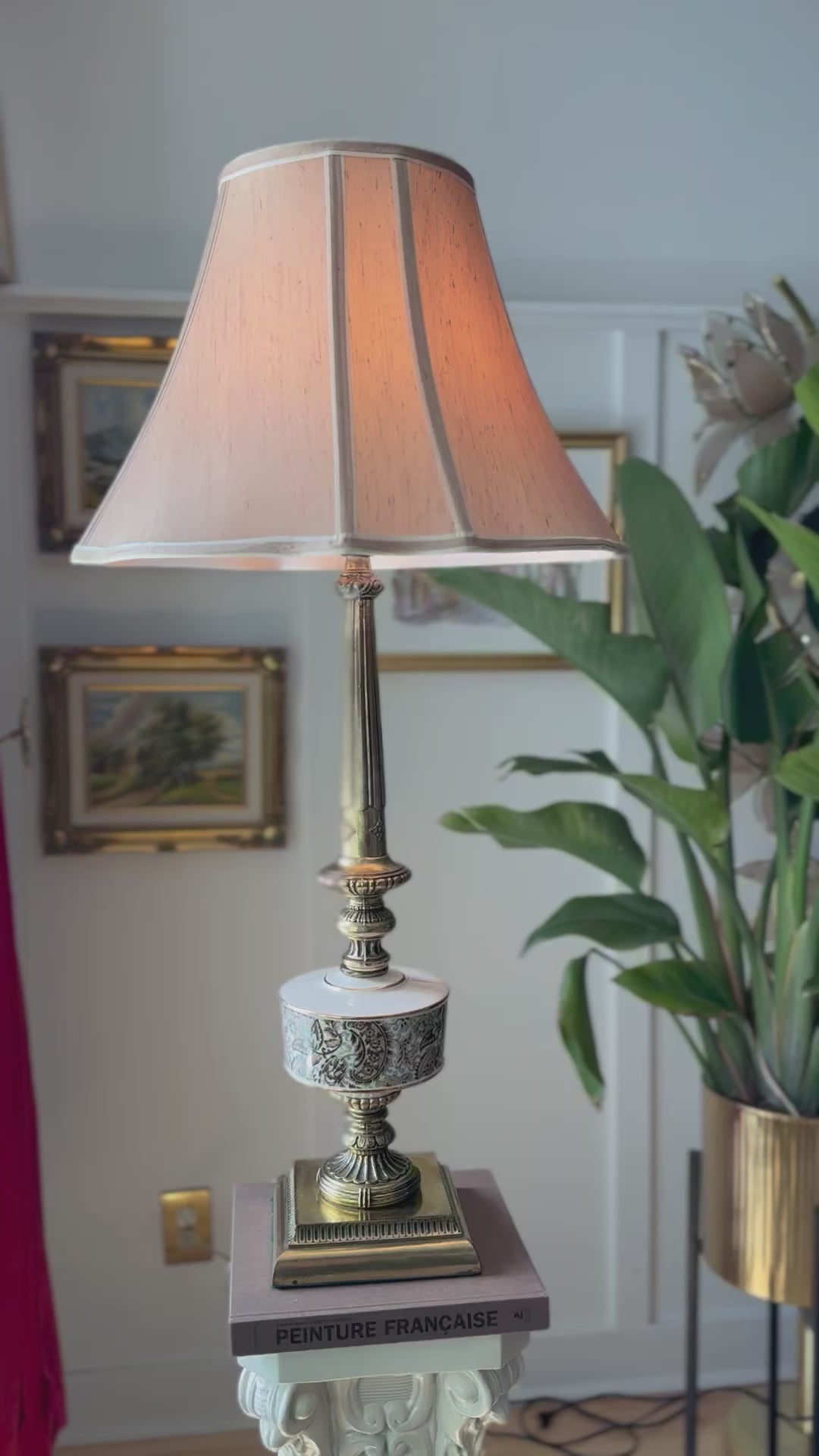 Vintage Brass & Porcelain Portuguese Style Table Lamp